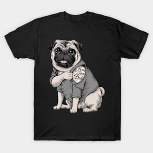 Generate a hand drawn vector design Pug.Happy father day (2) T-Shirt